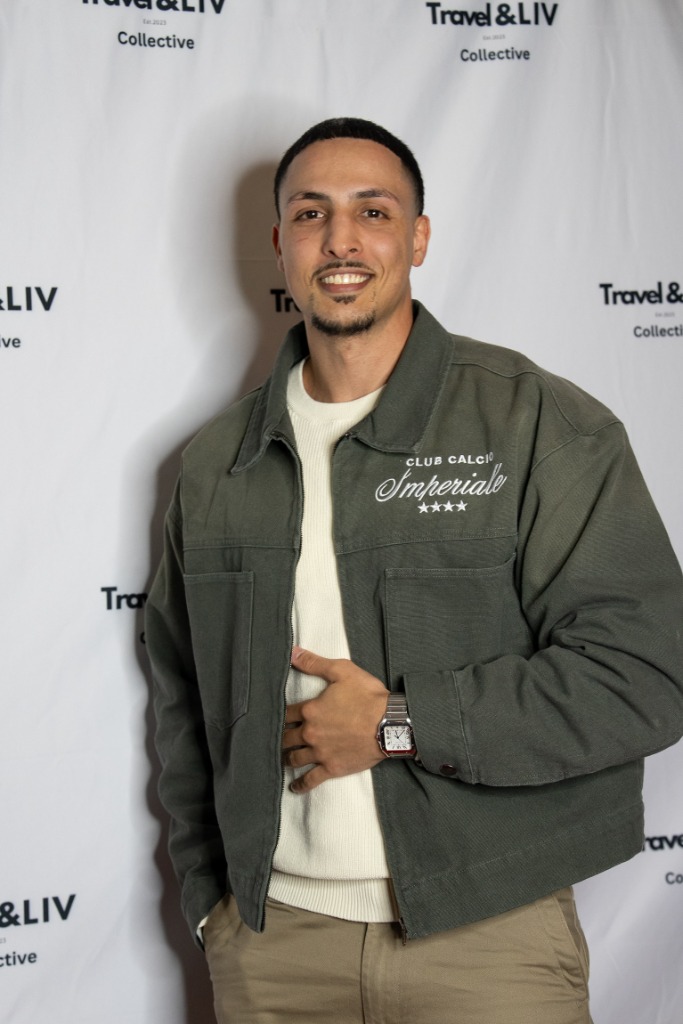 Launch party attendee on red carpet