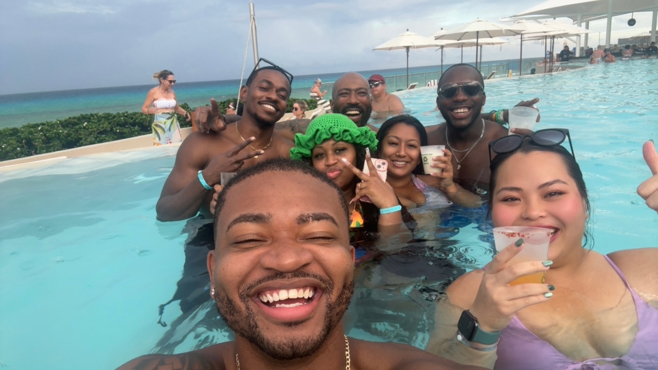 Group enjoying the resort pool