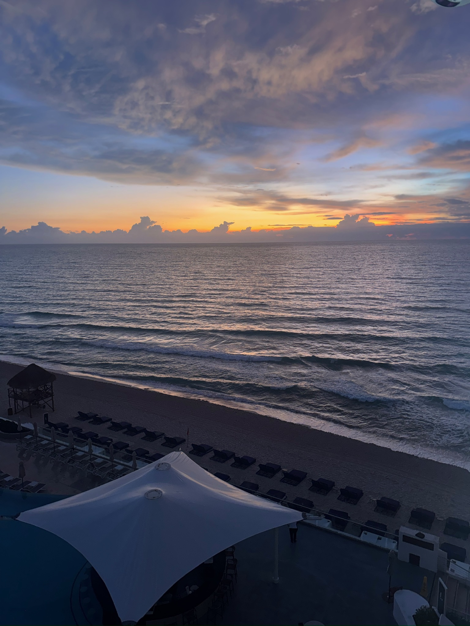 Golden sunset over the Caribbean from the resort